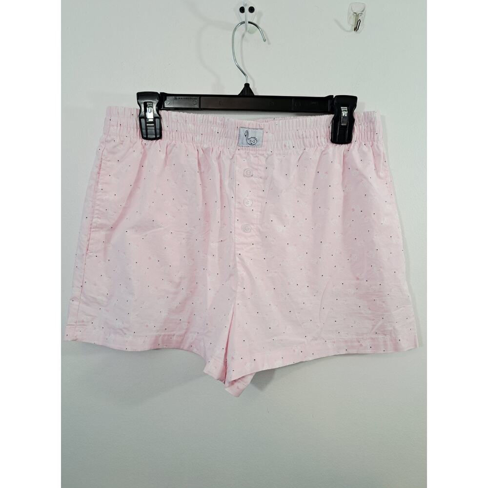 Better Together Dreamy Nights Women's Pink White Swan Print Sleep Shorts Medium